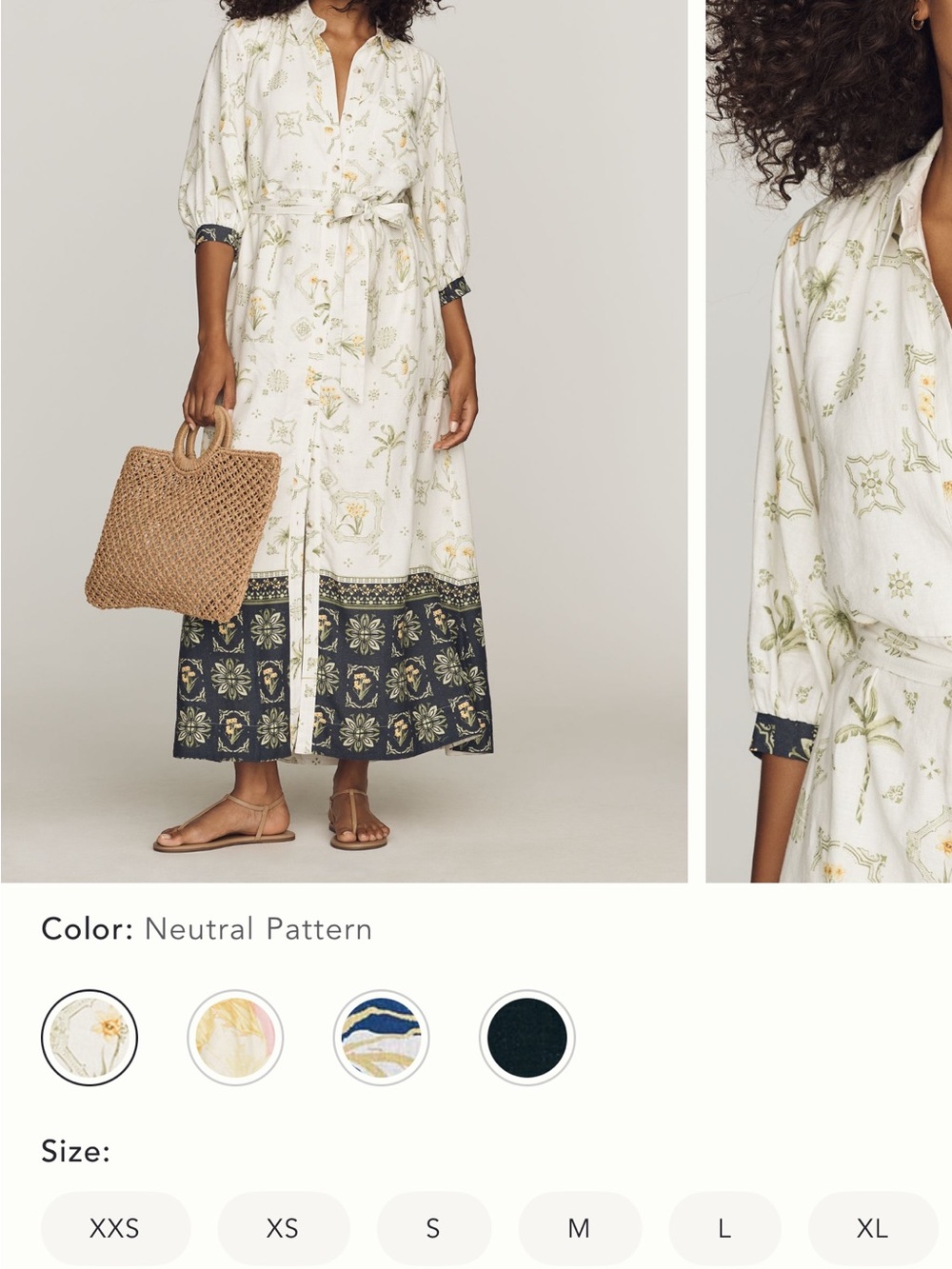 Anthropologie Maeve Light Blue Floral Button-Front Maxi Shirtdress. Size S. NWT. - Picture 6 of 7